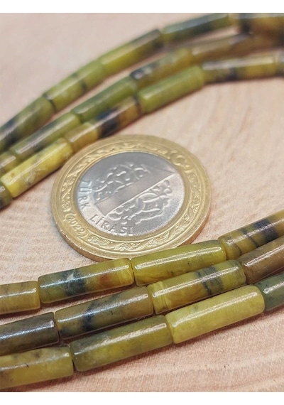 Bileklik Boy Yeşim Taşı Silindir Kesim 4x12.5mm Yarım Dizi 49388 18cm Uzunluğundadır Çok Renkli