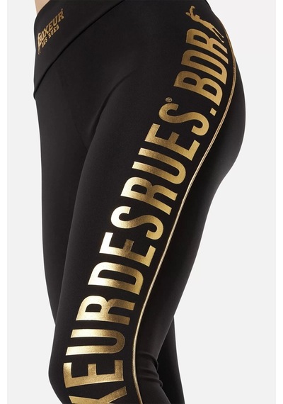 Boxeur Des Rues Lettering Printed Leggings Siyah Siyah