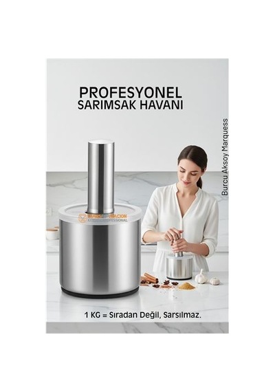 Zenvac Profesyonel Ezici Sarımsak Havanı Seti - Mutfak Tipi Baharat Havanı 304 Paslanmaz Çelik Zenvac29 Renkli