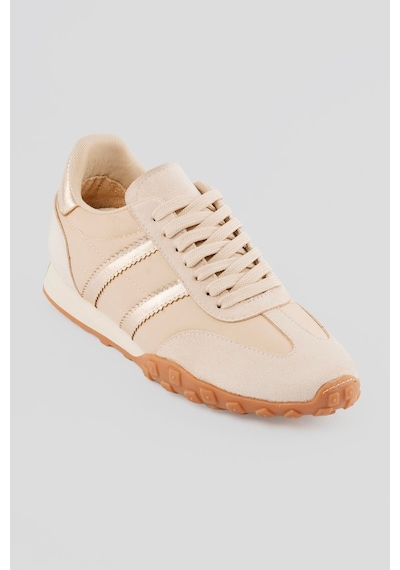 Mubiano Kadın Sneaker Süet Detaylı Bağcıklı Spor Ayakkabı Brano Bej Bej