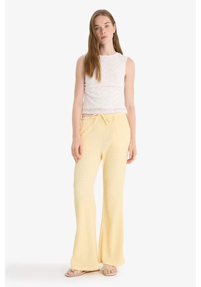 Defacto Wide Leg Cepli Normal Bel Standart Boy Bürümcük Pantolon F7659ax25auyl252 Sarı