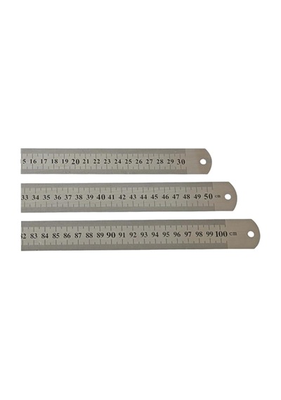 Tuhafiyecimiz Çelik Cetvel Seti, Düz Metal Cetvel 3 Adet 30-50-100 Cm Metalik Genel