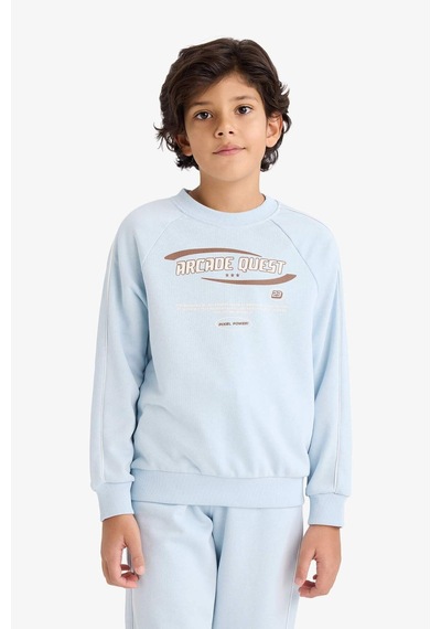 Defacto Erkek Çocuk 2li Takım Baskılı Sweatshirt Eşofman Altı G8060a825cwbe177 Mavi-be177