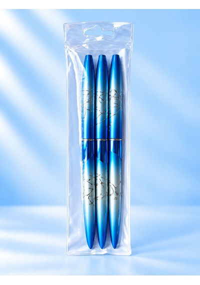3'lü Kapaklı Oval Protez Tırnak Jel Fırça Seti Nail Art Fırça Mavi Lın-008