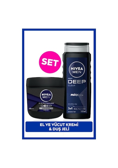 Men Erkek Damat Çeyiz Seti Deep Dimension Duş Jeli 500ml Ve Nemlendirici El Vücut Bakım Kremi 400ml