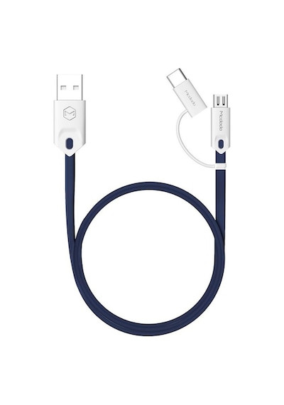 M-data 2in1 Type-c Micro Usb Şarj Data Kablosu Mavi