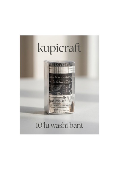 10'lu Washi Bant Seti Siyah Beyaz Gri Tonları - Ajanda Scrapbook Journal Planner - 942386910 Diğer