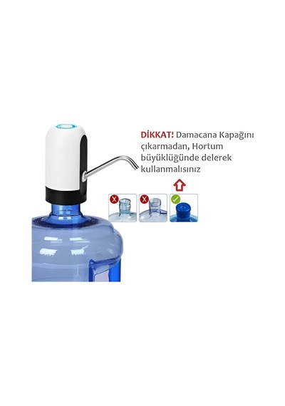 Taşınabilir Sarjlı Otomatik Damacana Su Pompası Yeni Nesil Beyaz Diğer