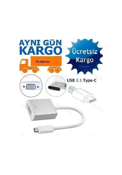 Samsung Note 7 LG Uyumlu G5 Type-C Vga Kablosu 4694P Çevirici Dönüştürüc