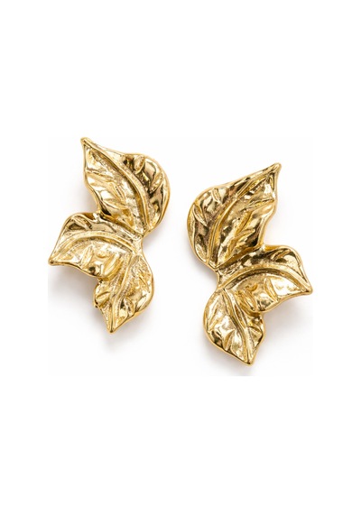 Willow Altın Renkli Üç Yapraklı Yarım Sezar Taç Figürlü Şık Tasarım Gold Küpe