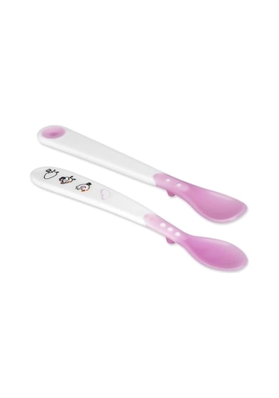 Bebedor Pembe 2'li Isıya Duyarlı Mama Kaşığı Pembe