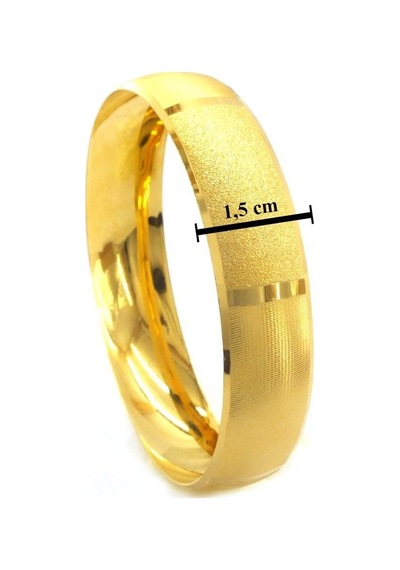 Altın Kaplama Parçalı Düz Ve Simli 1.5 Cm Bilezik Blz-3064 Altın