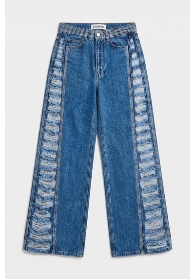 Itsbasic Kadın Mavi T-9s6-4 Flare Fit Özel Tasarım Denim Jean