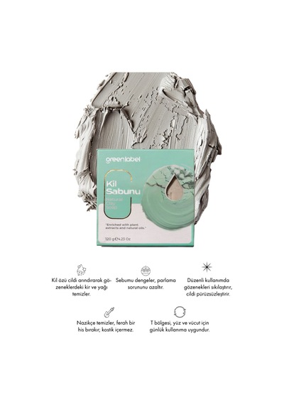 Greenlabel Kil Sabunu Natural Gözenek Sıkılaştırıcı Ve Nemlendirici 120 G