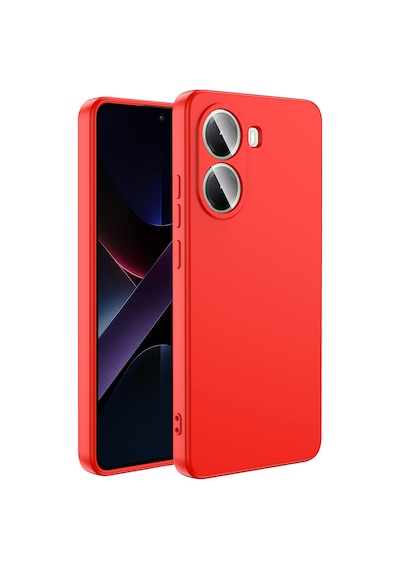Xiaomi Poco X7 Pro Kılıf Yumuşak Silikon Kamera Korumalı Lansman Pazarplus Kırmızı