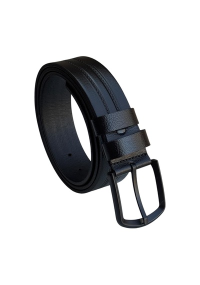 Süzer Deri Siyah Hakiki Deri Ortası Şerit Desenli Model 4 Cm. Genişlikli Spor Kemer // 400-42
