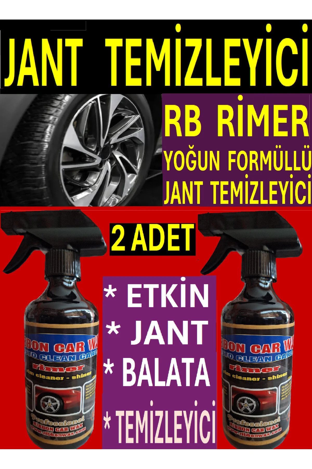 2 Adet Rb Rimer Etkin Jant - Balata Temizleyici 500 Ml
