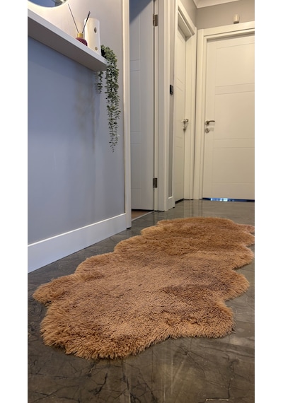 Tavşan Camel Yumuşak Dokulu Peluş Halı Çift Kafa Post