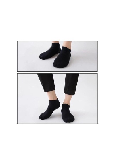 Black Swallow Erkek Pamuklu Yarım Bilek Siyah Patik Çorap 12 Li Paket