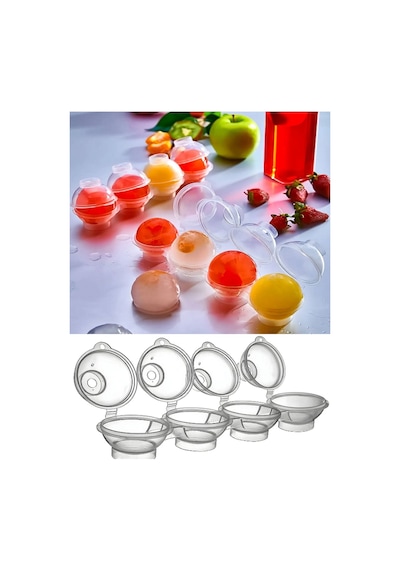 2'li Set 4'lü Küre Buz Topu Kalıbı Yuvarlak İçecek Buz Topu Dondurucu Buzluk Saklama Kabı Bhl Plasti Diğer