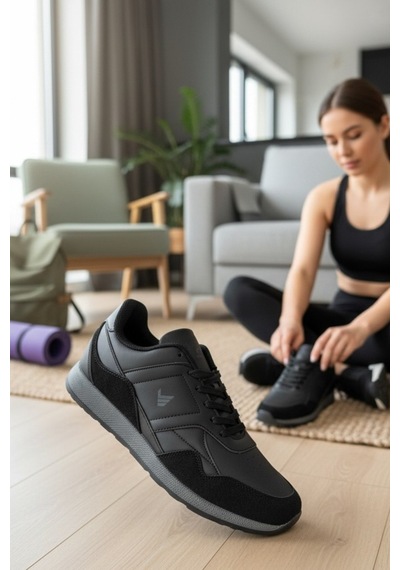 Enoch Erkek Düz Taban Detaylı Nubuk Görünümlü Günlük Spor Ayakkabı Sneaker Siyah