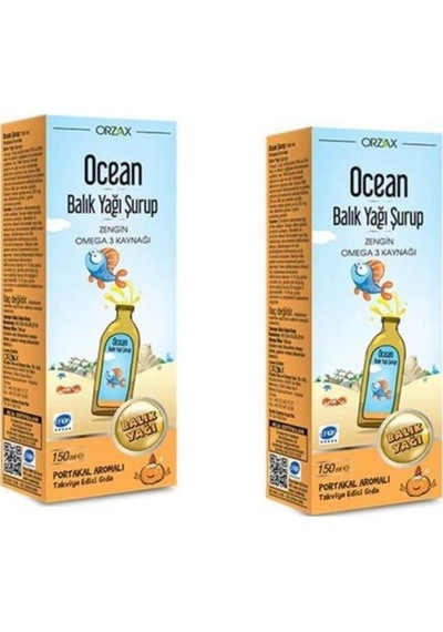 Orzax Ocean Balık Yağı Şurubu Portakal Aromalı 150ml 2 Adet
