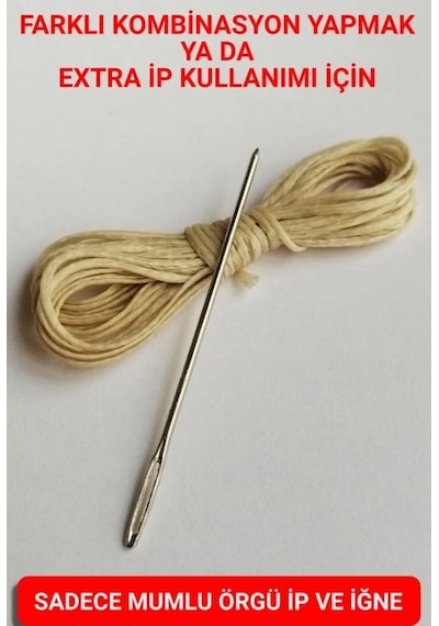 Direksiyon Kılıfı Dikmek İçin Mumlu İp Ve İğne 5 Metre Krem