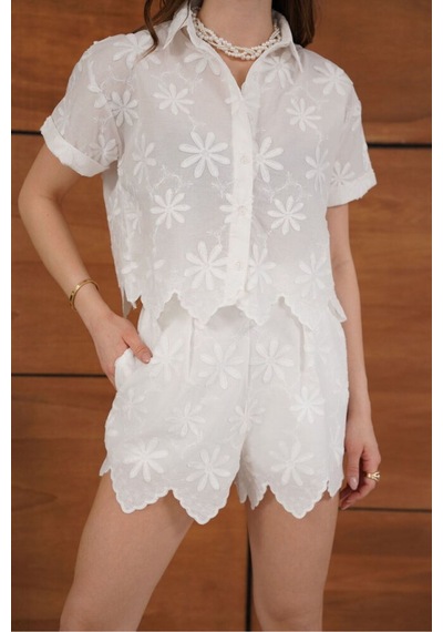 Verymoda Nakışlı Gömlek D2858 Krem