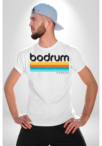 Bodrum Türkiye Unisex Unisex Beyaz Organik Baskılı T-shirt Penye Yüksek Kalite Beyaz
