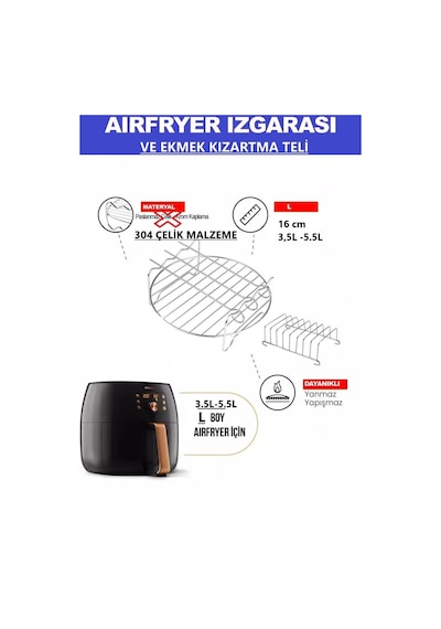 Philips Hd9255/60 Essential Connected Airfryer Uyumlu Izgara Teli ,ekmek Kızartma