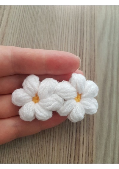 My Vintage Papatya Saçsız Bebek Tokası, Az Saçlı Kız Bebek Tokası, Çıtçıtlı Toka Tek Beyaz
