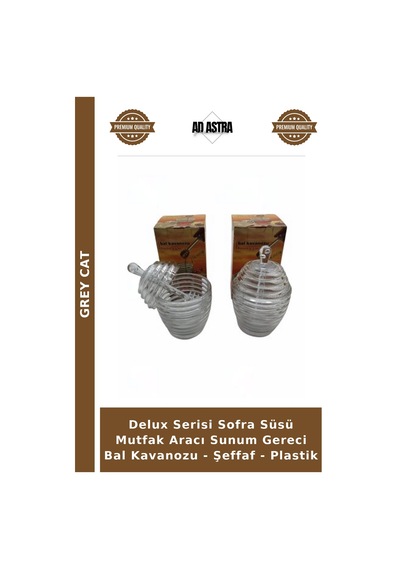Delux Serisi Sofra Süsü Mutfak Aracı Sunum Gereci Bal Kavanozu - Şeffaf - Plastik Çok Renkli