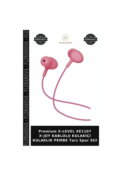 Premium X-level Xe1107 X-joy Kablolu Kulakiçi Kulaklık Pembe Tarz Spor Stil