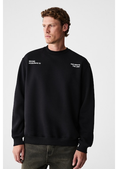 Grımelange Alarıc Erkek Yuvarlak Yaka Önü Baskılı Regular Fit Antrasit Sweatshirt Anrasit