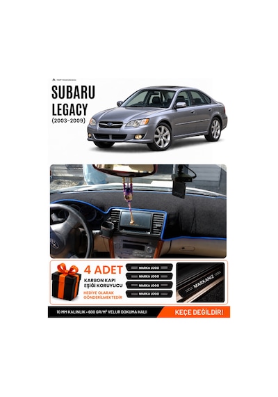 Subaru Legacy 2003-2009 Uyumlu Torpido Koruma, Torpido Örtüsü, Torpido Kılıfı - Siyah Mavi
