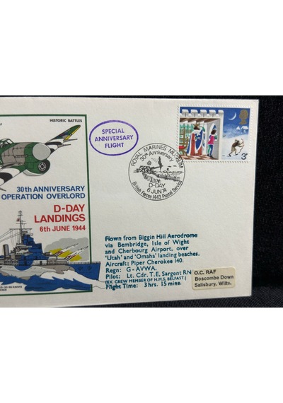 1974 İngiltere Kraliyet Hava Kuvvetleri Royal Air Force Raf Operation Overlord D-day Landings Fdc İlk Gün Zarfı  Teşhir Ürün