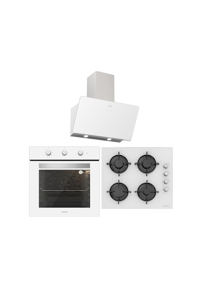 Silverline BO6503W01 - CS5349W01 - 3457 Soho 60 Beyaz Cam Ankastre Set