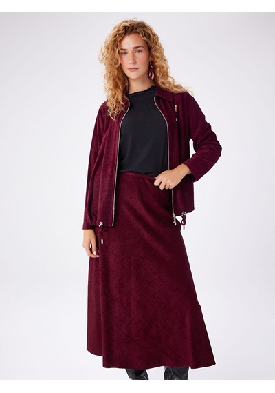 Faik Sönmez İğne Broş Detaylı Astarsız Şönil Ceket W27ckt043 Uw27ckt04340 Bordo