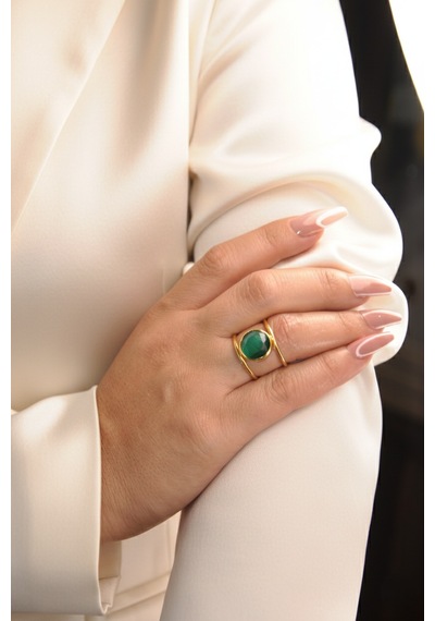 Kadir Jewellery 22 Ayar Altın Kaplama Kadın Zirkon Taşlı Yüzük Çok Renkli