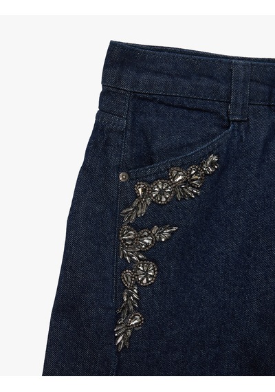 Koton Rahat Kalıp Pamuklu Taş İşlemeli Barrel Denim Pantolon - Barrel Jeans Raw 7wal40224md 63x Koton Rahat Kalıp Pamuklu Taş İşlemeli Barrel Denim Pantolon - Barrel Jeans Raw 7wal40224md 63x