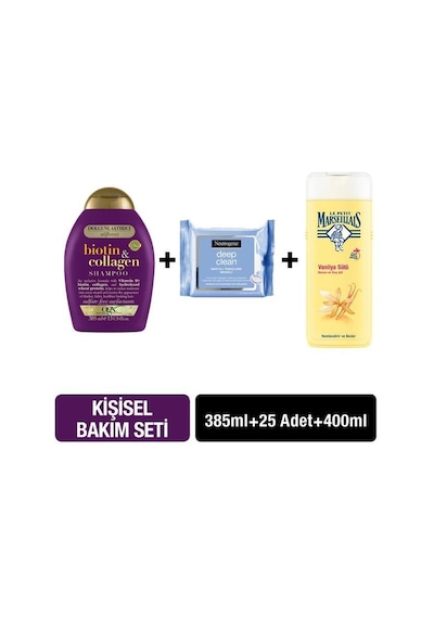 OGX Dolgunlaştırıcı Biotin Sülfatsız Şampuan 385ml+Neutrogena Deep Clean 25'li+ Duş Jeli 400 ML