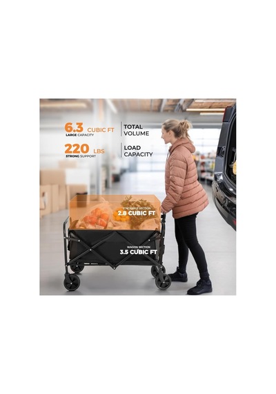 Katlanabilir Pazar Arabası, 100 Kg Taşıma Kapasitesi, Sağlam Çelik Gövde, Oxford Kumaş, Su Geçirmez Tasarım, 36