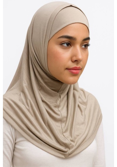 Aldaıyr Hijab 2 Parça Likra Kumaş Bej 1