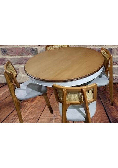 Masa Sandalye St Takım Ihlamur Baba Ayak Model Mdf Tabla 100cm Beyaz Ceviz Elyapı