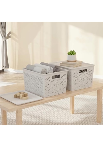 Seul Çok Amaçlı Kapaklı Saklama Kutusu - Şık Ve Dekoratif Dolap İçi Organizer Düzenleyici 4 L / 12 L / 20 L Bo Diğer