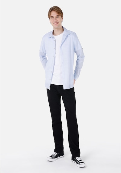 Colin's Colins Regular Fit Shirt Neck Düz Erkek Mavi Roll-up Gömlek Cl1058567 Q1.v1 Lbl Açik Mavi