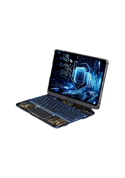 Gld-spt- Newface Jp11 Apple Uyumlu iPad Pro 11 2022 Kılıf Vales Dönen Ledli Klavyeli Tablet Kılıfı - Siyah