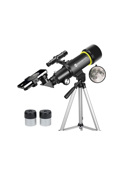 Eaconn 70mm Başlangıç Seviyesi Teleskop, Taşınabilir Seyahat Teleskobu, Tripod Ve Telefon Aparatlı Siyah