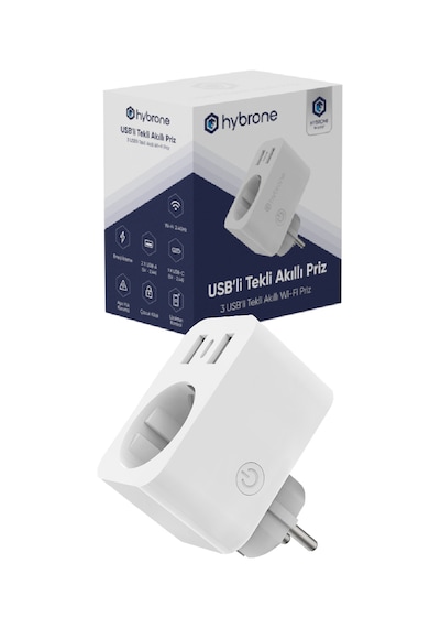 Hybrone Usb Ve Type-c Girişli Akım Korumalı Wi-fi Akıllı Priz