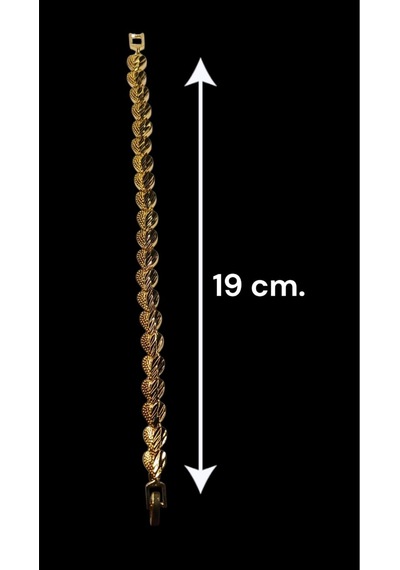 22 Ayar Altın Kaplama Kadın Bileklik - 19 Cm Modern Doku İşlemeli Lüks Tasarım Gold